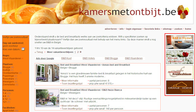Banner voorbeeld Aanbod pagina regio op www.kamersmetontbijt.be