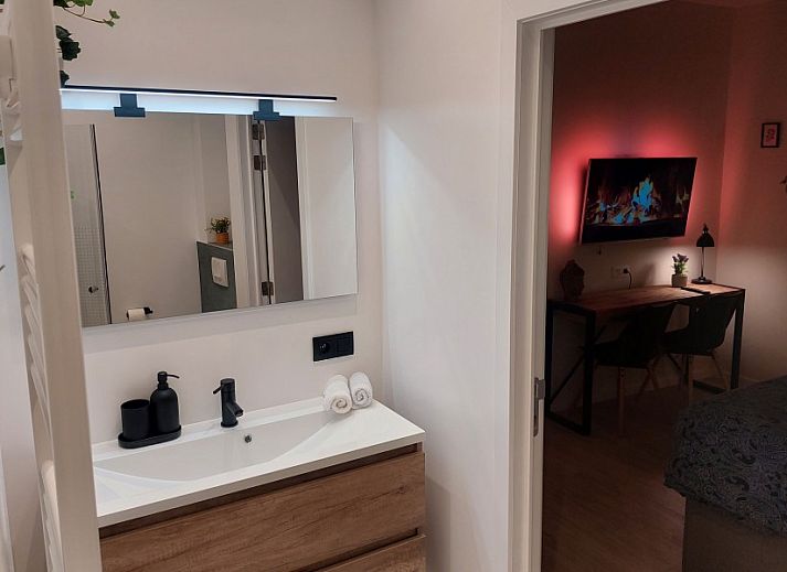 Entrance to B&B Viator Tongeren in Limburg, Belgium with green decoration and warm lighting.