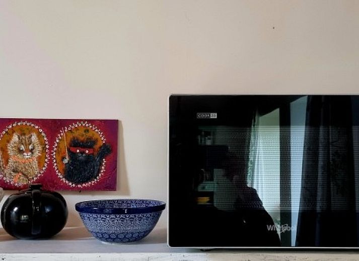 Gezellige binnenruimte van Stay with the artist B&B in Teuven, Limburg, met kunstwerken en houten plafond.