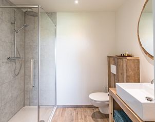 Moderne badkamer met inloopdouche bij Bed en Vrijheid B&B in Peer, Limburg.